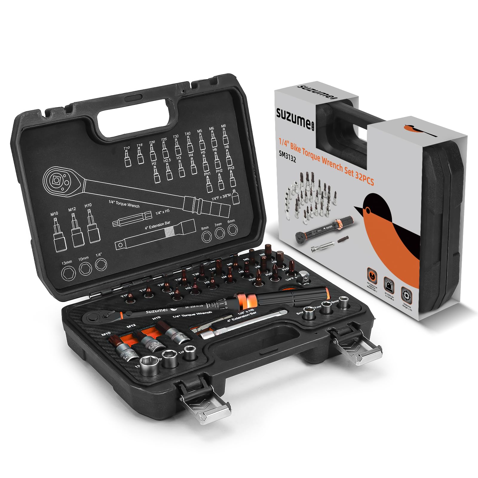 1/4-Inch Bike Torque Wrench 32PCS (20-220 in.lb/2.3-24.9 N.m